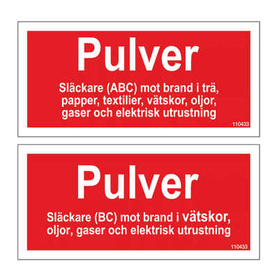 Tilläggsskylt Pulver ABC / Pulver BC