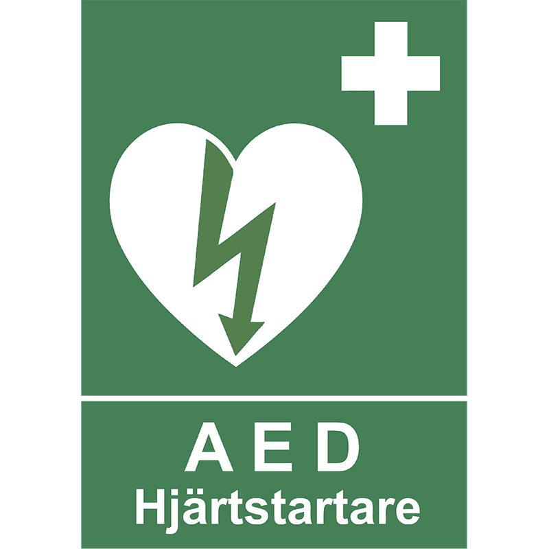 AED hjärtstartare skylt