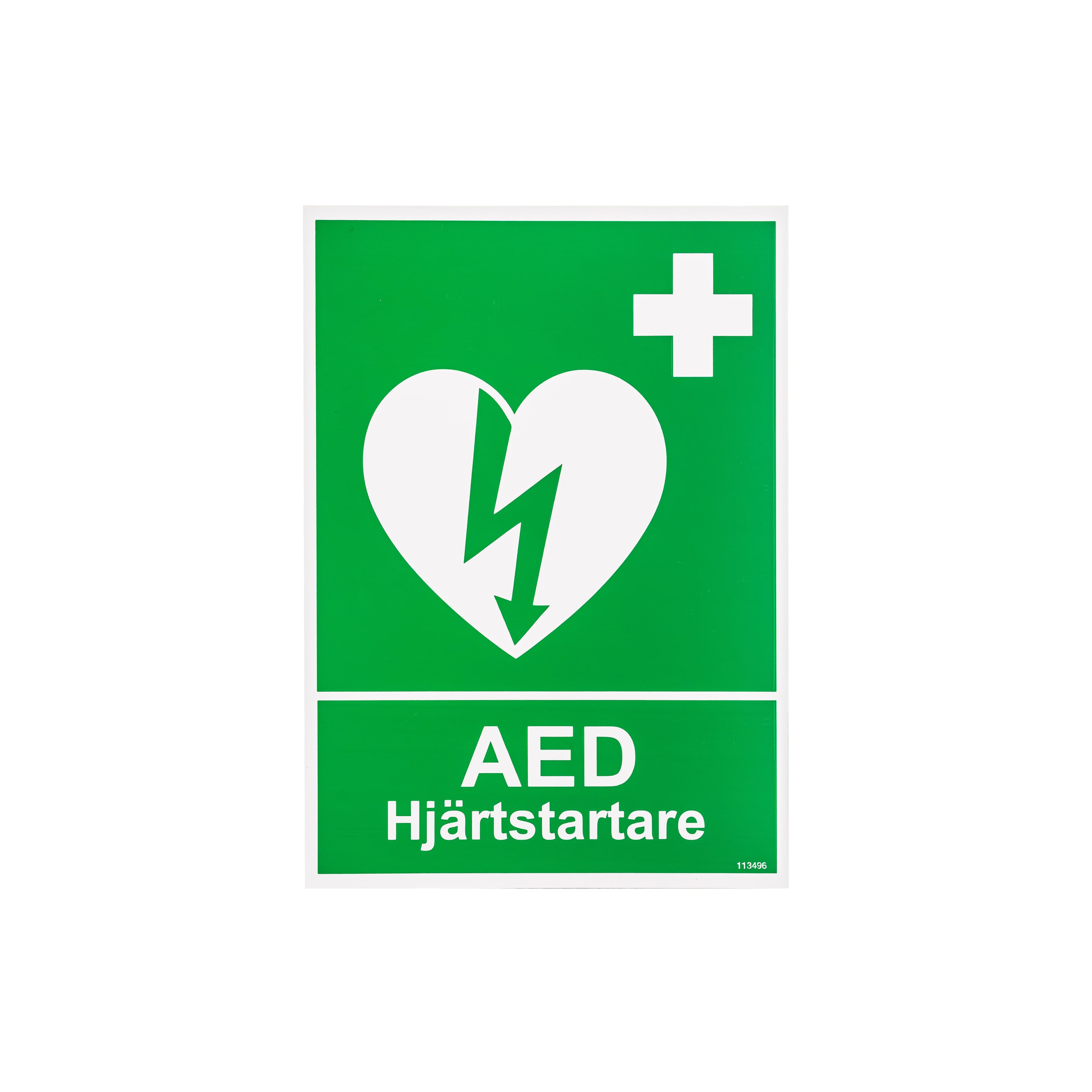 AED hjärtstartare skylt