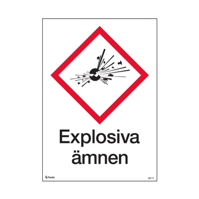 Skylt Explosiva ämnen, CLP A4